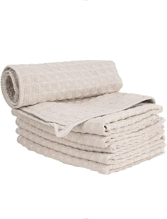 watchget 6 Pack Microfiber Espresso Barista Cleaning Towels, Khaki | Professional 12"x12" Lint-free Rags; Highly Absorbent Cleaning Towels for Espresso Steam Wands & Coffee Bar Counters by watchget