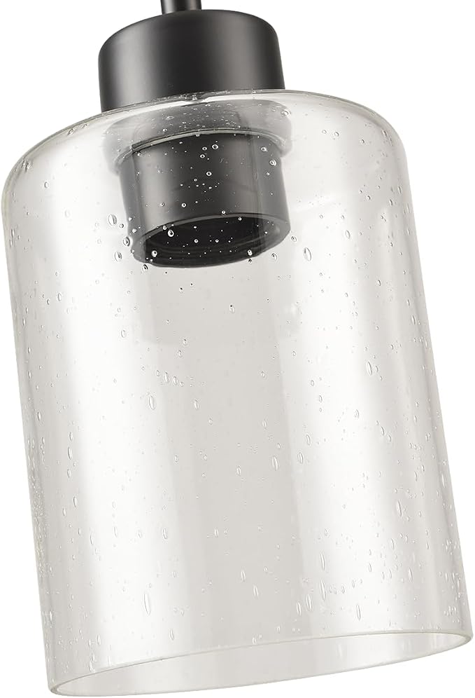Black Pendant Light Fixture for Kitchen Island (seeded Glass Shade) by KLSSLighting