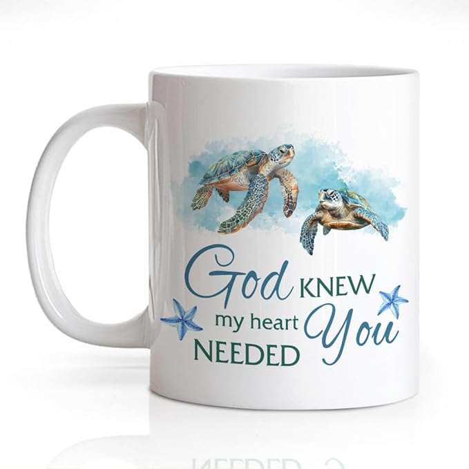 My Heart Needed You 11oz Double-Sided Ceramic Mug, Funny Christian Coffee Mug for Couple, Christmas Thanksgiving Sea Turtle Coffee Cup, Religion Christian Gifts for Husband Wife Soulmate by Unknown