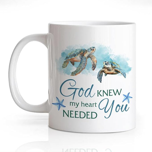My Heart Needed You 11oz Double-Sided Ceramic Mug, Funny Christian Coffee Mug for Couple, Christmas Thanksgiving Sea Turtle Coffee Cup, Religion Christian Gifts for Husband Wife Soulmate by Unknown