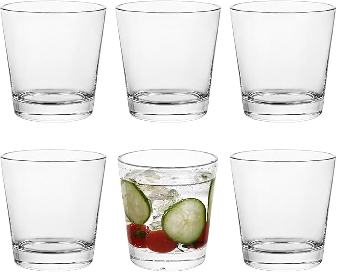 9oz Lowball Glasses, 6pc Short Glass Tumbler - Lead-Free Crystal Drinking Glasses for Water, Mojito, Tom Collins - Premium Bar Glassware & Cocktail Glass Set (6, Small) by BTGLLAS