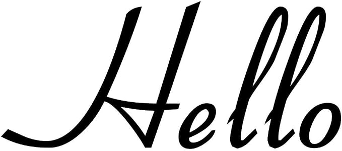 Hello 4.5w x 2h Label | Home Decor | Die Cut Vinyl Decal | Black Retro Font (Sticker Only) by MinglewoodTrading