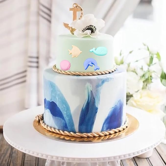 2PCS Marine Theme Cake Silicone Mold Non-stick Ocean Animal Cake Baking Molds for Chocolate Candy Fondant Cupcake Cookie Dessert DIY Cake Decoration Suppies