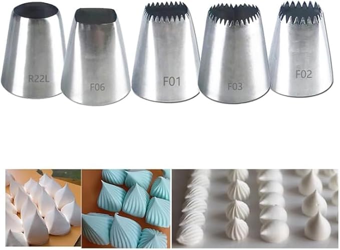 2 Pcs Piping Tips Large Cake Decorating Tools, Stainless Steel Square Round Frosting Tips for Cupcakes Pastry Fondant Cakes, Icing Tools (R22L)