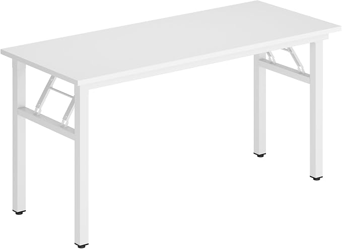 DlandHome 59.8 Inch Large Folding Computer Desk, Fully Assembled, White | Foldable Writing Table, Portable Activity Conference Table for Home Office, Wood Top Metal Frame, Collapsible Easy Storage - Image 9