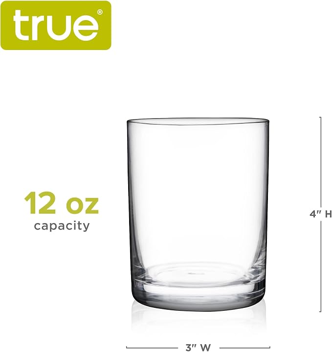 True Rocks Glass, Whiskey Tumblers, Old Fashioned Bourbon Scotch Brandy Rum Drinking Glasses, Whiskey Glasses Perfect for Wedding, Anniversary, Housewarming, Cocktail Party, Home Bars, 12 oz, Set of 4 - Image 3