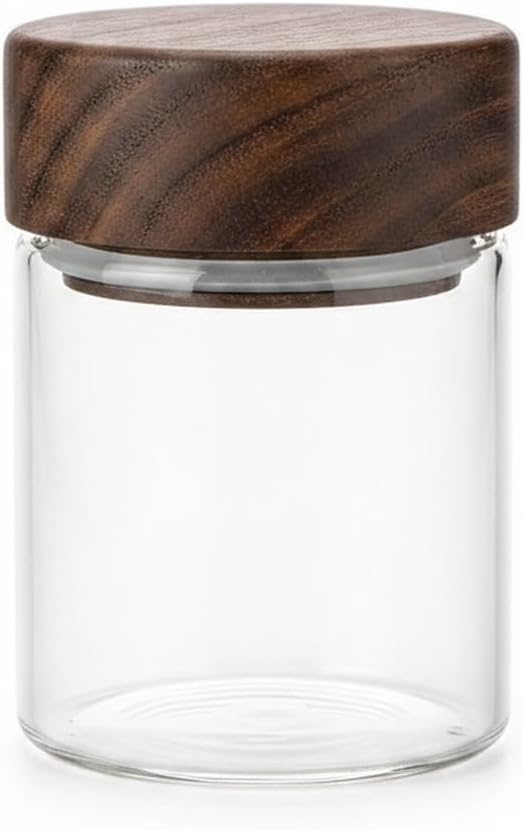 Glass Storage Jar with Acacia Wood Lid, Borosilicate Food Canister for Coffee Beans Tea Sugar Dry Pantry Staples (1 PC) by Unknown