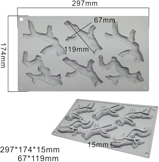 mostsom Silicone Nature Branch Designs Mold Fondant and Gum Paste Mold - Cake Decorating Supplies (Branch E)