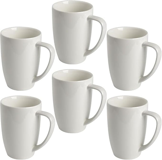 homEdge Porcelain Mug Set, 16 Ounces Cup for Tea, Latte, Mocha, Hot Chocolate, Set of 6, White by homEdge