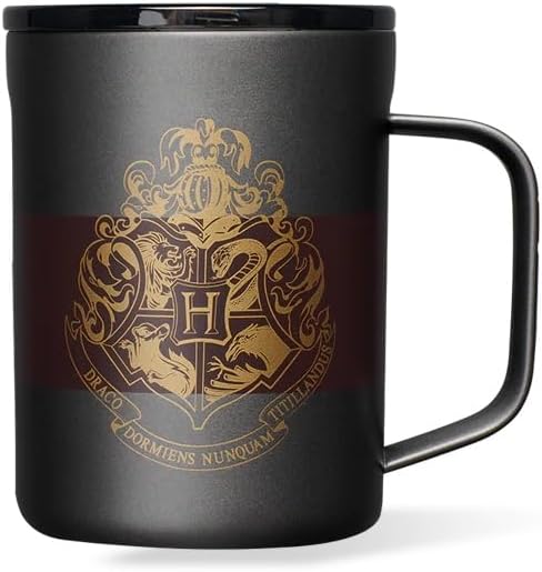 Corkcicle Harry Potter Coffee Mug - Stainless Steel Insulated Cup With Lid For Tea & Coffee - Non-Slip Silicone Base - Durable Travel Mug - Dishwasher Safe - BPA Free - 16 oz - Hogwarts Crest by Corkcicle