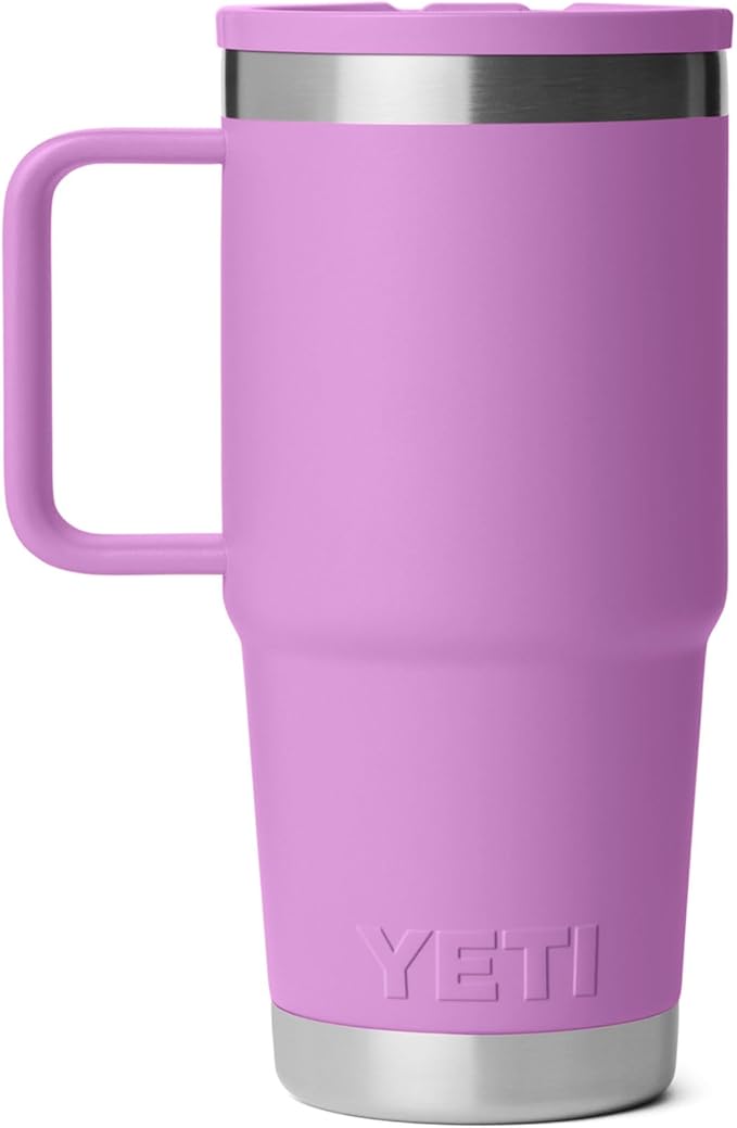YETI Rambler 20 oz Travel Mug with Flip Straw Lid – Stainless Steel, Vacuum Insulated, Leakproof, Cup Holder Friendly, Desert Bloom - Image 5