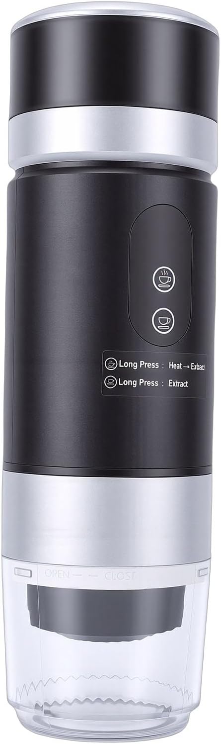 Portable Coffee Machine Dual Battery 20 Bar Compatible for Camping Travel Office Ground Capsules Black - Image 2