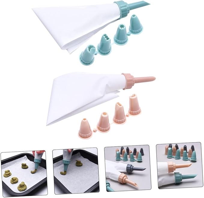 2 Sets Reusable Piping Bags with Tips PP Frosting Bags for Cake Decorating Clean for Icing Cookies Cupcakes Smooth Interior for Precise DIY Baking