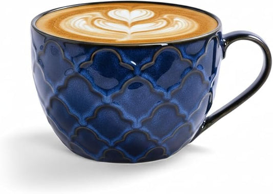 24 oz Large Coffee Mug, Ceramic Coffee Mugs with Handles, Soup Bowl, Blue | Big Coffee Mug for Hot Chocolate, Cappuccino, Soup, Oatmeal, Ramen, Microwave & Dishwasher Safe, Coffee Cups Large Soup Bowl by Seworlan