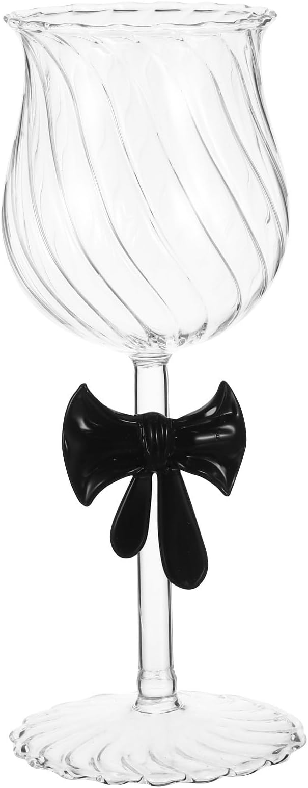 Elegant Vintage 300ml Wine Glasses with Bow Accent Stemware for Valentine's Day Dinner and Special Occasions, Decorative Glassware to Preserve Wine Temperature and Create Romantic by Unknown