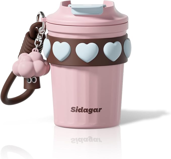 SDGA+ 12 oz Travel Coffee Mug Spill Proof Leak Proof, Stainless Steel Thermal Coffee Cup with Lid, Resuable Cup for Hot and Cold, Portable Tumbler for Women, Light Pink by SDGA