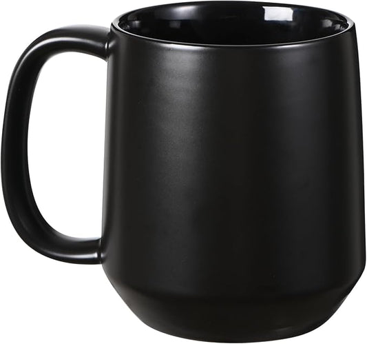 Miicol Ceramic Coffee Mug, 16 oz Large Coffee Cup, Tea Mug with Handle, Flat Bottom Mug for Men, Women, Office, Microwave and Dishwasher Safe, Multi-Color, Black by Miicol