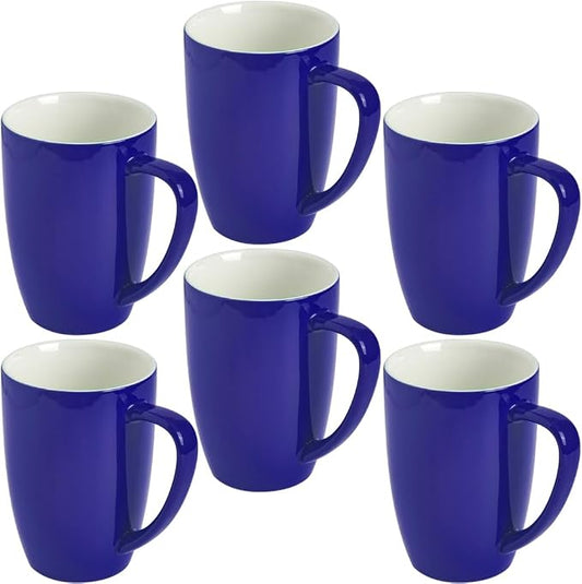 homEdge Porcelain Mug Set, 16 Ounces Cup for Tea, Latte, Mocha, Hot Chocolate, Set of 6, Navy by homEdge