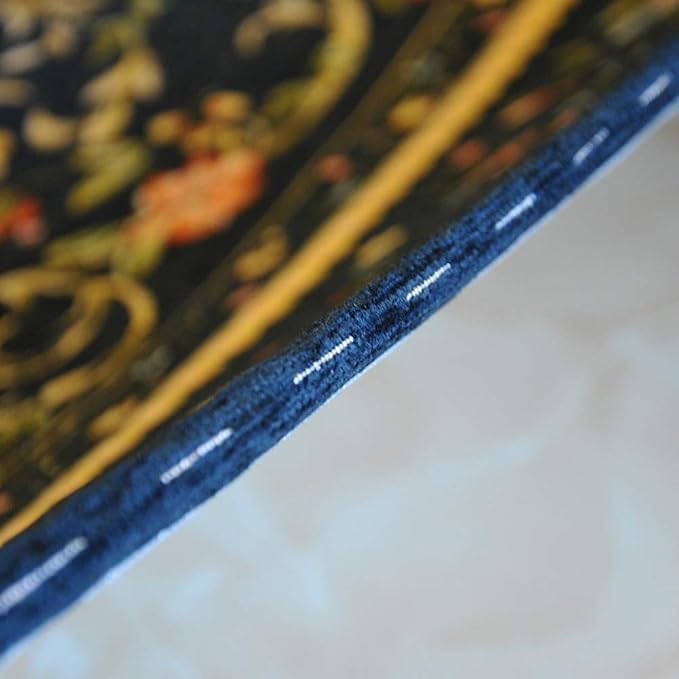 Elegant Traditional Accent Floral Floor Rugs Vintage Rustic Area Rugs for Living Room Bedroom Dinning Room, 55'' x 79'', Navy Blue - Image 6