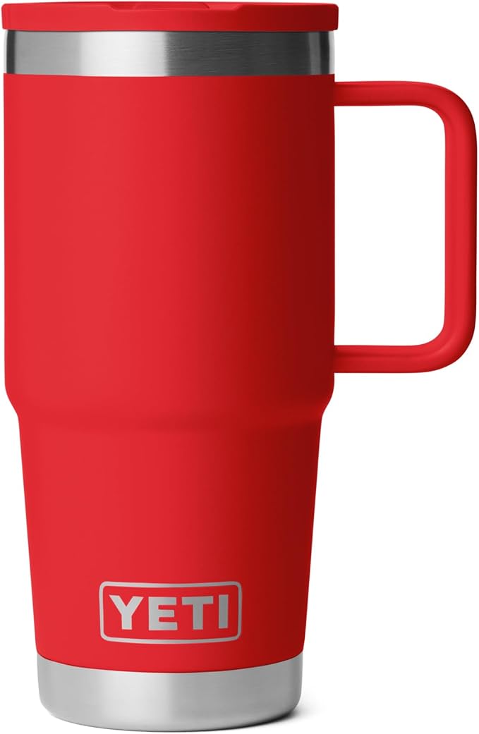 YETI Rambler 20 oz Travel Mug with Flip Straw Lid – Stainless Steel, Vacuum Insulated, Leakproof, Cup Holder Friendly, Rescue Red by YETI