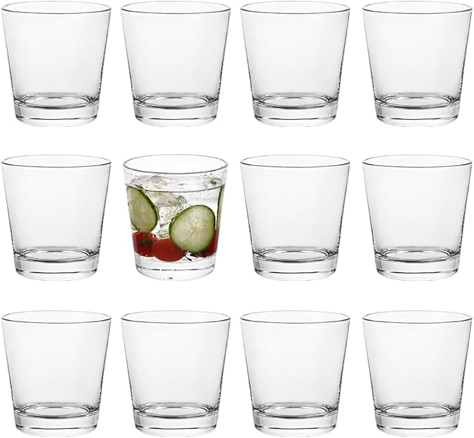 9oz Lowball Glasses, 12pc Glass Sets - Lead-Free Crystal Drinking Glasses for Water, Mojito, Tom Collins - Premium Bar Glassware & Cocktail Glass Set (12, Small) by BTGLLAS