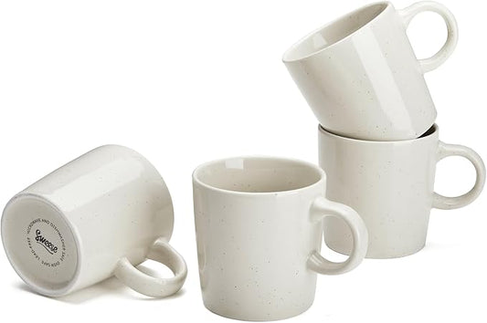 Sweese 3.5oz Porcelain Espresso Cups Set of 4, Mini Coffee Mugs Demitasse Cups - White Grey by Sweese