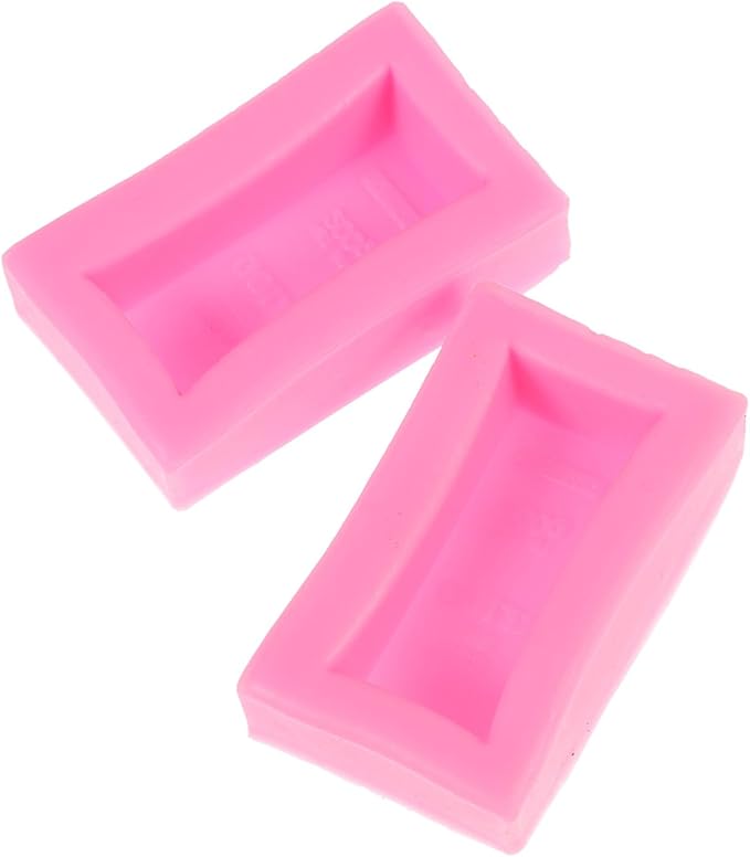 2pcs Silicone Chocolate Mold Gold Bar Shape Non-stick Creative Candy Mould for DIY Cake Decoration Baking Tool Pink Color