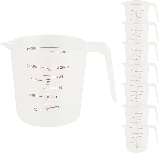 8 Pcs 2 Cup Capacity Plastic Measuring Cup, 16 Oz/500 ml Clear Graduated Measuring Cups Plastic Mug with Spout and Handles Ounce and Ml Cup Marking for Recipe Ingredient, Flour, Water, Liquid