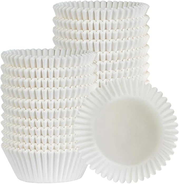 Caperci 300pcs Standard White Cupcake Liners for Baking - Odorless Greaseproof Paper Muffin Baking Cups for Wedding Birthday Party Baby Shower Festivals (White) by Caperci