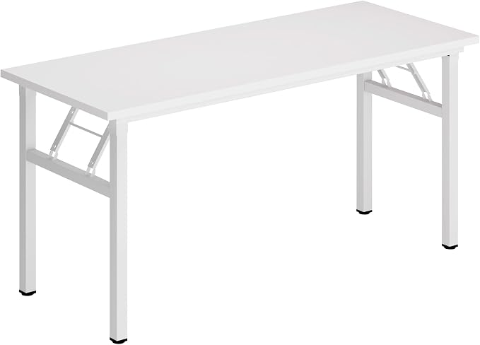 DlandHome 54.3 Inch Large Folding Computer Desk, Fully Assembled, White | Foldable Writing Table, Portable Activity Conference Table for Home Office, Wood Top Metal Frame, Collapsible Easy Storage - Image 8
