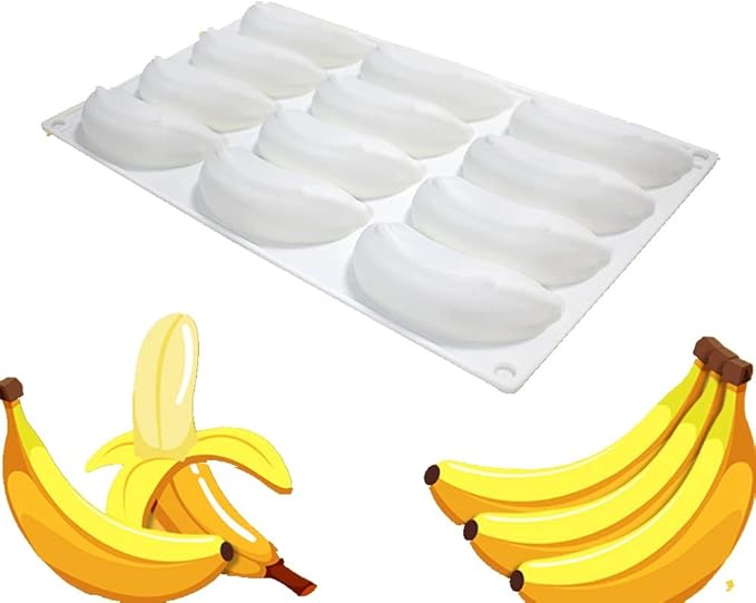 Silicone Mold Baking Pan Non-Stick Baking Pastry Chocolate Cake Dessert DIY Decoration Tools (Banana R_11.8x6.8x0.08 inch)