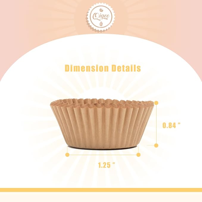 qiqee Natural Brown Cupcake Liners, 1000 Count, Mini Size - Image 4