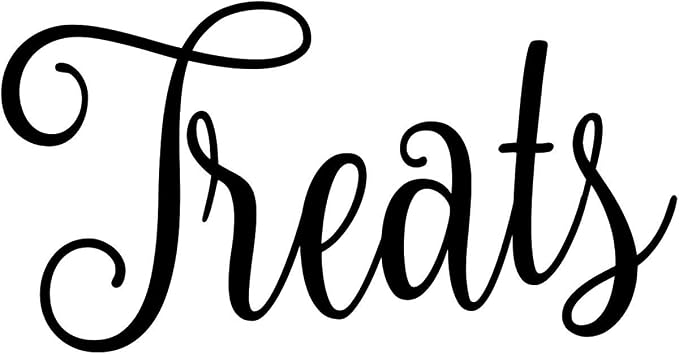 Treats 4w x 2h Label | Kitchen Pantry Organization | Die Cut Vinyl Decal | Black Fancy Font (Sticker Only) by MinglewoodTrading