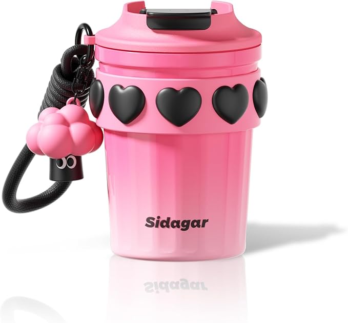 SDGA+ 12 oz Travel Coffee Mug Spill Proof Leak Proof, Stainless Steel Thermal Coffee Cup with Lid, Resuable Cup for Hot and Cold, Portable Tumbler for Women, Pink by SDGA