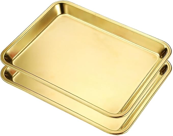 6 Pcs Stainless Steel Baking Sheet Set, Dishwasher Safe Cookie Tray, Non-Stick Oven Pan for Roasting, Durable Kitchen Bakeware (58x42x2cm / 22.8x16.5x0.8) by Unknown