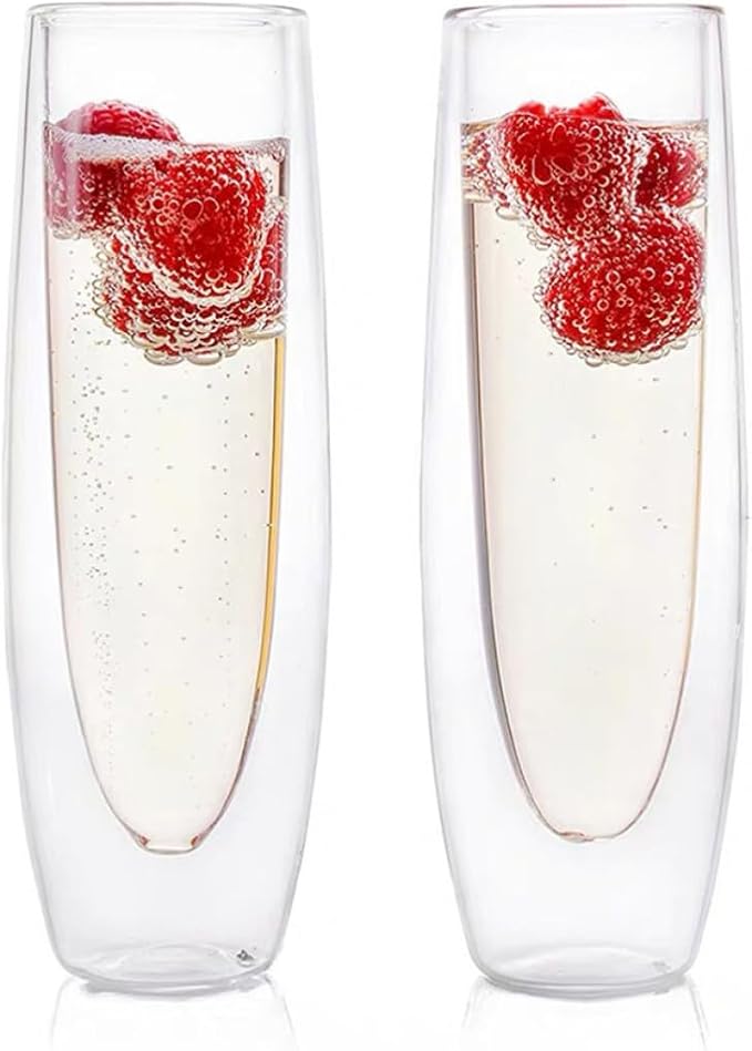 Sosoport 2pcs Double Wall Wine Glasses Made of High Borosilicate Glass, Elegant 150ml Red Wine Cups for Valentine's Day and Birthdays, Beautiful Vintage Style Double Layer Glassware - Image 4