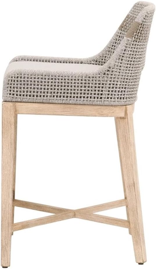 MAKLAINE Set of 2 Transitional Woven 26" Fabric Counter Stool in Taupe Gray - Image 6