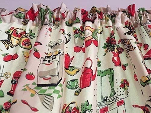 Vintage Kitchen Valance Topper Window Curtain Treatment 42W x 14L, 100% Cotton, Rod Pocket - Image 2