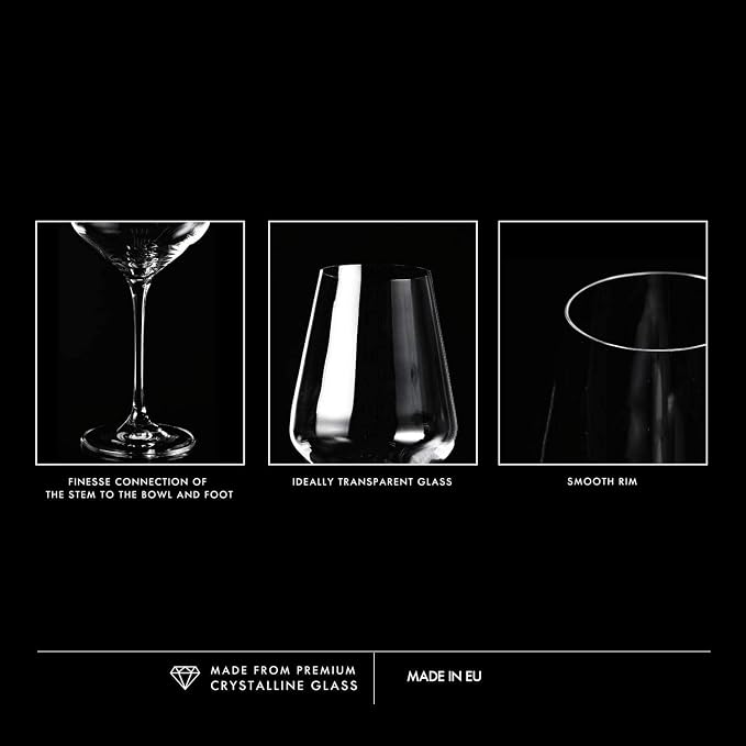 Krosno White Wine Glasses Set of 6, 13.2 oz, Avant-Garde Collection | Wine Tumbler with Stem, Lead-Free Crystal Glassware, Drinking Glasses, Elegant Cups, Home & Restaurant, Dishwasher Safe - Image 8