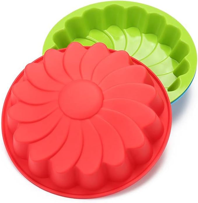 LABRIMP Thickened Large Silicone Cake Pan Flower Shaped Baking Mold for Birthday Cakes and More Flexible Non-stick Design Safe for Oven and Microwave Use Random Color by LABRIMP
