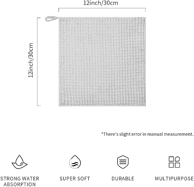 watchget Microfiber Cleaning Cloth,Barista Micro Towels 10 Pack Light Grey | Professional 12"x12" Lint-free Rags;Waffle Weave;Highly Absorbent Cleaning Towels for Espresso Steam Wands&Coffee Counters - Image 2