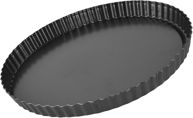 Jiawu Nonstick Quiche Pan with Removable Base for Deep Tart Baking 1 Unit Carbon Steel Kitchen Tool ([Thickened] 11-inch live bottom pie plate) by JIAWU
