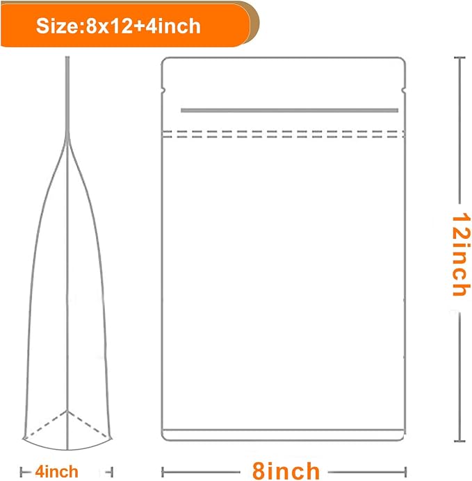 100 PCS Resealable Packaging Bags for Small Business，Kraft Bags With Window Clear Fornt Heat Seal Sealable 7.9"x11.8"Paper Zipper Stand Up Pouches Nut Bag Coffee Cookie Herb Food Bakery Storage - Image 4