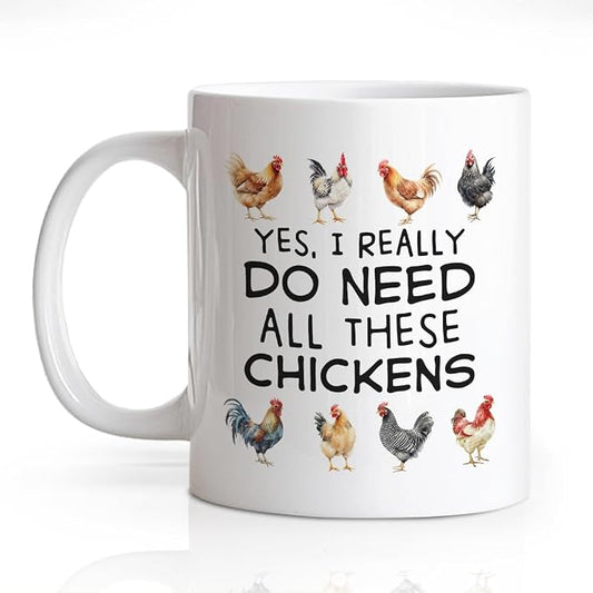 Do Need All These Chickens 11oz Double-Sided Ceramic Mug, Funny Chicken Coffee Mug for Men Women, Farmhouse Coffee Cup for Chicken Lovers, Christmas Thanksgiving Gifts for Farmer Friend Family by Unknown