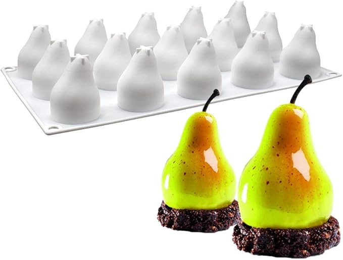 Silicone Mold Baking Pan Non-Stick Baking Pastry Chocolate Cake Dessert DIY Decoration Tools (Pear U_11.8x6.8x0.2 inch)