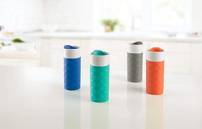 Ello Ogden 16oz Ceramic Travel Mug with Slider Lid and Sleeve, Teal | Splash-resistant ceramic travel mug with slider lid and protective silicone sleeve. BPA-free, great for coffee and tea. - Image 5