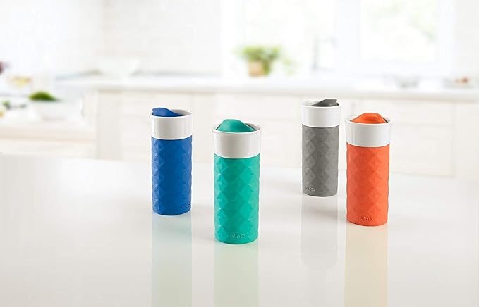 Ello Ogden 16oz Ceramic Travel Mug with Splash-Resistant Slider Lid and Protective Silicone Sleeve, Perfect for Coffee or Tea, BPA-Free, Dishwasher Safe | Splash-resistant ceramic travel mug with slider lid and protective silicone sleeve. BPA-free, gre... - Image 5