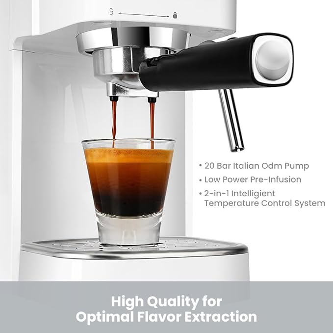 Gevi Espresso Machine 20 Bar High Pressure,Compact Espresso Maker with Milk Frother Steam Wand,Cappuccino,Latte Maker with Adjustable Shot Volume for Home,Gift for Mom and Dad