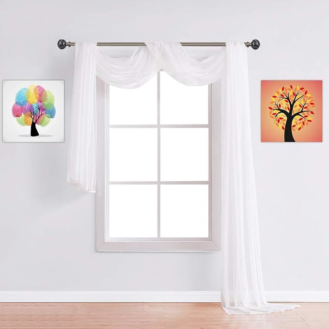 Warm Home Designs 55 x 900 White Sheer Window Scarf. AM White 900" | Extra Long Window Scarves Valances are Great As Wedding Arch Draping Fabric, Bed Canopy Or for Decorative Project. by WarmHomeDesigns