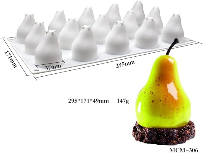 Silicone Mold Baking Pan Non-Stick Baking Pastry Chocolate Cake Dessert DIY Decoration Tools (Pear U_11.8x6.8x0.2 inch)